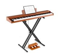 COSTWAY 88 Key Digital Piano, Full Size Semi-weighted Electric Keyboard with Adjustable Stand, Triple Pedals, Dual Speakers, for Beginners, Kids, Adults (Brown)