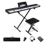 COSTWAY 88 Key Digital Piano Keyboard, Full Size Electric Piano with Adjustable Stand & Stool, Light-up Keys and Buttons, MIDI Function, Sustain Pedal, Headphone, Carrying Bag, for Beginners (Black)