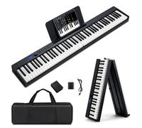 Costway 88-Key Foldable Digital Piano Full-size Semi Weighted Electronic Keyboard in Black COSTWAY Black