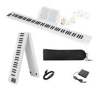 COSTWAY 88-Key Foldable Digital Piano Keyboard, Full Size Electronic Pianos with MIDI, Split Function, Sustain Pedal and Carrying Bag, Portable Musical Instruments Keyboard for Kids Adults (White)