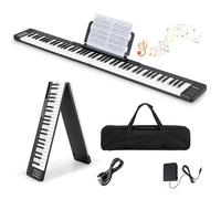 COSTWAY 88-Key Foldable Digital Piano Keyboard, Full Size Electronic Pianos with MIDI, Split Function, Sustain Pedal and Carrying Bag, Portable Musical Instruments Keyboard for Kids Adults (Black)