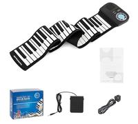 COSTWAY 88-Key Roll Up Piano, Hand Roll Portable Digital Piano Keyboard with Bluetooth MIDI Function, Dual Speakers & Sustain Pedal, Flexible Foldable Electronic Music Keyboard for Beginners (Black)