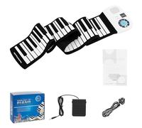 COSTWAY 88-Key Roll Up Piano, Hand Roll Portable Digital Piano Keyboard with Bluetooth MIDI Function, Dual Speakers & Sustain Pedal, Flexible Foldable Electronic Music Keyboard for Kids Adults (White)