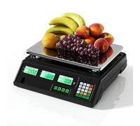 COSTWAY 88lb/40kg Price Computing Scale, Electronic Digital Scales with Counting Function, Dual LCD Display, Stainless Steel Platform & Charging Cable, Commercial Food Scale for Store Kitchen Market