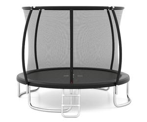 COSTWAY 8ft/10ft Trampoline, Outdoor Rebounder Trampoline with Safety Enclosure Net and Ladder, Heavy-duty Galvanized Steel Recreational Trampolines for Kids Adults