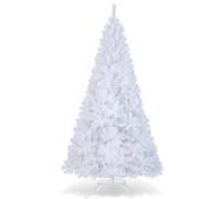 Costway 8Ft Artificial Christmas Tree White Xmas Tree With Metal Stand