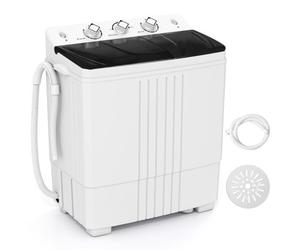 Costway 8Kg Washing Machine Twin Tub 5Kg Washer & 3Kg Spinner Combo W/ Drain Pump-Black