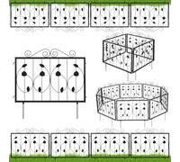 COSTWAY 8PCS Decorative Garden Fence, 60cm x 464cm Rustproof Galvanized Metal Landscape Fencing Panels, No Dig Fence Animal Barrier Flower Bed Border for Patio Backyard (8Pcs,23.5in x 15ft/60 x 464cm)