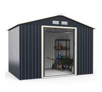Costway 9.2FT x 6.5FT Outdoor Storage Shed Large Organizer House Double Sliding Door in Grey COSTWAY Grey