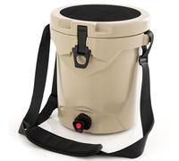 COSTWAY 9.5L Drink Cooler, Portable Insulated Ice Chest Box with Spigot, Adjustable Shoulder Strap & Flat Seat Lid, Rotomolded Beverage Dispenser for Camping, Fishing & Beach