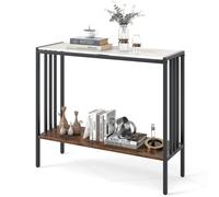 Costway 90 CM Console Table 2-Tier Industrial Foyer Table with Open Shelf in White COSTWAY White