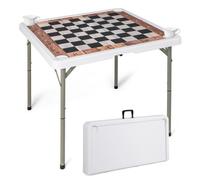 Costway 90 Cm Folding Chess Table Square Card Table W/ Removable Table Mat-White