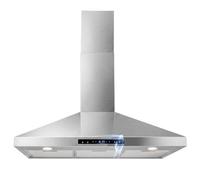 COSTWAY 90cm Chimney Cooker Hood, 744 m³/h, 8 Speed Fan, Gesture Control | Ducted/Ductless Convertible, Touch Control, 2 LED Light, Timer, Wall Mount Range Hood, Stainless Steel Chimney Extractor Hood