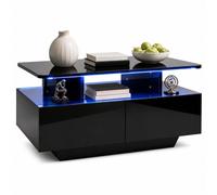 Costway 90Cm High Glossy Center Table W/ Open Display Shelf-Black