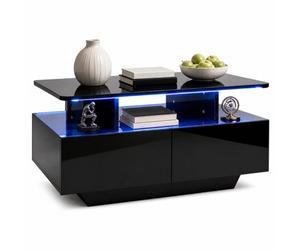 Costway 90Cm High Glossy Center Table W/ Open Display Shelf-Black