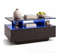 Costway 90Cm High Glossy Center Table W/ Open Display Shelf-Grey