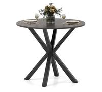 Costway 90Cm Wood Dining Table Round Kitchen Table For 2-4 People-Black
