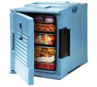 COSTWAY 90L Insulated Food Pan Carrier, LLDPE Food Thermal Box Container with Handle for 6 Full-Size Pans, Front Loading Food Warmer Transporter for Catering, Buffet and Restaurant (Blue)