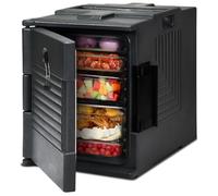 COSTWAY 90L Insulated Food Pan Carrier, LLDPE Food Thermal Box Container with Handle for 6 Full-Size Pans, Front Loading Food Warmer Transporter for Catering, Buffet and Restaurant (Black)