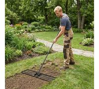 Costway 91 X 25 Cm Lawn Leveling Rake Metal Lawn Leveler Tool For Topsoil-Black