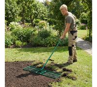 Costway 91 x 25 cm Lawn Leveling Rake Metal Levelawn Tool Garden Lawn Leveler in Green COSTWAY Green 91 x 25 cm