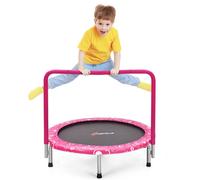 Costway 92Cm Kids Trampoline Mini Rebounder W/ Safety Padded Cover & Full Covered Handle
