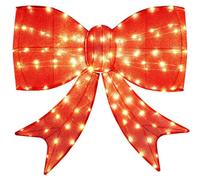 Costway 93Cm Lighted Christmas Bow Decoration Pre-Lit Large Xmas Bows