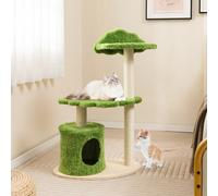 Costway 97Cm Tall Cat Tree Wooden Cat Climbing Stand 3-Layer Cat Activity Center