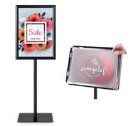 COSTWAY A3/A4 Poster Stand, Angle & Height Adjustable Sign Holder with Square Steel Base, Snap Frame Menu Advertisement Rack Floor Display Stands for Show Business Wedding (Black, A3)