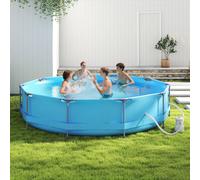 Costway Above Ground Swimming Pool 360CM x 76CM Round Pool Set w/Filter Pump in Blue | Size: 360 cm x 76 cm COSTWAY Blue 360 cm x 76 cm