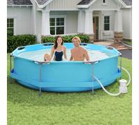 Costway Above Ground Swimming Pool 3M x 76CM Outdoor Framed Pool w/Filter Pump in Blue | Size: 3M x 76 cm COSTWAY Blue 3M x 76 cm