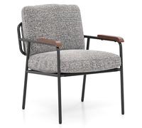 Costway Accent Chair Living Room Chair with Wide Cushioned Seat in Grey COSTWAY Grey