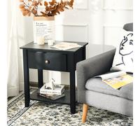Costway Accent Table Bedroom Narrow Side End Table Storage Cabinet Wooden Nightstand in Black COSTWAY Black