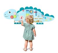 COSTWAY Activity Wall Busy Board Panels, 11 in 1 Wooden Sensory Wall Toy, Toddler Learning Activity Center for Education & Early Development (Blue Dinosaur)