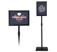 Costway Adjustable A4 Pedestal Poster Stand Shop Sign Display Holder Advertisement Board in Black COSTWAY Black