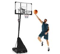 COSTWAY Adjustable Basketball Hoop, 4.9-10 FT Goal With 44 Inch Shatterproof Backboard, Rebounder and Wheels, Portable Stand System for Kids Teens Adults