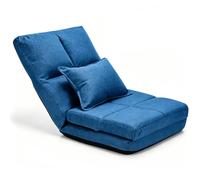 Costway Adjustable Floor Chair 6 Positions Folding Floor Sofa W/ Pillow in Blue COSTWAY Blue