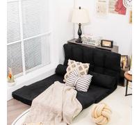 Costway Adjustable Floor Sofa 6-Position Foldable Lazy Sofa Bed in Black COSTWAY Black