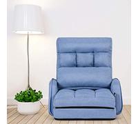 COSTWAY Adjustable Folding Lazy Sofa Bed with Armrests and Pillow, Convertible Floor Armchair Sofa Seat for Home Office, Easy-to-Clean (Blue)