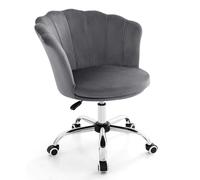 Costway Adjustable Velvet Arm Chair Rolling Leisure Vanity Chair Swivel in Grey COSTWAY Grey