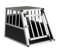 COSTWAY Aluminium Car Dog Crate, Chew-proof Dog Transport Crate Travel Box with Lockable Door, Trapezoidal Puppy Cage Pet Carrier for Truck Camping (69.5 x 54 x 50.5cm, without Removable Divider)