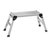 COSTWAY Aluminum Folding Hop Up Work Platform, Step Up Bench Ladder Stool with Safety Locks, Anti-slip Surface & Pads for Washing Decorating Vehicles, Supports Up to 150kg (Silver, 107x40x50cm)