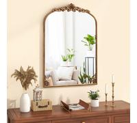 Costway Antiqued Gold Wall Mirror 95cm x 66cm Dramatic Arched Mirror | Size: 95 cm x 66 cm COSTWAY Gold 95 cm x 66 cm