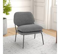 Costway Armless Accent Chair Teddy Fleece Fabric Upholstered Leisure Chair-Grey in Grey COSTWAY Grey