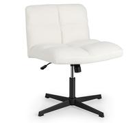 Costway Armless Home Office Chair Swivel Desk Chair Height Adjustable Task Vanity Chair in White COSTWAY White