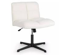 Costway Armless Home Office Chair Swivel Desk Chair Height Adjustable Task Vanity Chair in White COSTWAY White