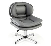 Costway Armless Home Office Chair Upholstered Swivel Computer Chair Height Adjustable Vanity Chair