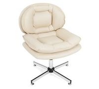 Costway Armless Home Office Chair Upholstered Swivel Computer Chair Height Adjustable Vanity Chair