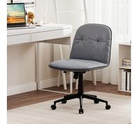 Costway Armless Home Office Desk Chair Pu Leather Swivel Task Computer Chair-Grey