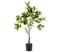 COSTWAY Artificial Lemon Tree, 80cm/120cm/160cm Tall Fake Lemon Plant with Lemon Fruits & Cement Pot, Greenery Potted Faux Floor Plant for Indoor Home Living Room Porch Office Decor (1, 80cm)